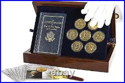 Franklin Mint Founding Fathers Coin Collection 7 Gold-Plated Commemoratives