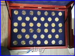 Franklin Mint Presidential Coin Collection Incomplete Wood Case 24K Gold Edition