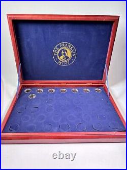 Franklin Mint Presidential Dollar Collection Wood Case with 8 Gold Coins