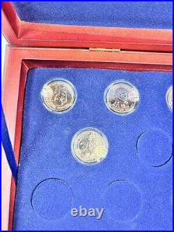 Franklin Mint Presidential Dollar Collection Wood Case with 8 Gold Coins