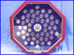 Franklin Mint The Complete State Quarter Collection 24K Gold Plated Framed 50pc