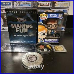 Funko Pop! Director Freddy World Premiere Making Fun Pins Gold Coin Ticket Box