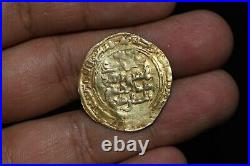 Genuine Ancient Middle Eastern Islamic Gold Dinar Coin Circa 1196-1218 AD