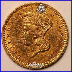 Genuine Vintage Civil War Era 1862 US Gold $1 Coin Piece