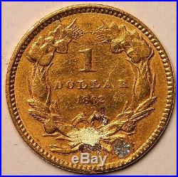 Genuine Vintage Civil War Era 1862 US Gold $1 Coin Piece