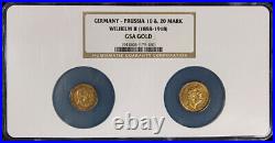 Germany Prussia Gold 10 Mark & 20 Mark Wilhelm II (1888-1918) 2 Coin Set NGC GSA
