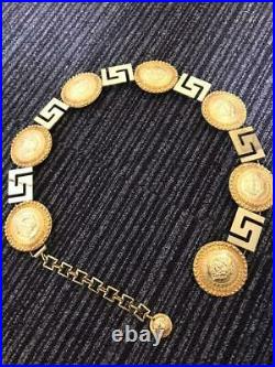 Gianni Versace Coin Chain Belt Gold Logo Medusa Head Women's WithBOX