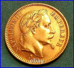 Gold Coin, France, Napoléon III, 20 Francs, 1862 collectible KM#801.2