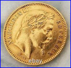 Gold Coin, France, Napoléon III, 20 Francs, 1862 collectible KM#801.2