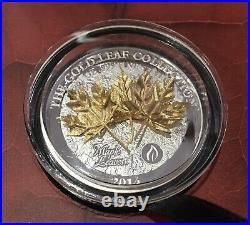 Gold Leaf Collection Maple Leaves. 999 1oz Silver Coin 2014