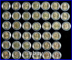 Gold presidential dollar set, 39 coins, mint new, uncirculated, in capsules