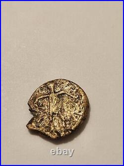 Gold tone medieval coin. Metal detecting find. UK