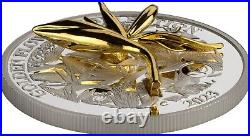 Golden Flower Collection Strelitzia. Samoa 5$ 2023 99,9% Silver Coin 3D flowe