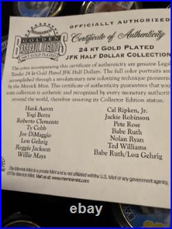 Golden baseball legends 15 Coin Clad JFK half dollar collection Merrick Mint