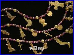 Graciela Barrios Sacred Heart Milagro Necklace Antique Milagros & 10K Gold Coins