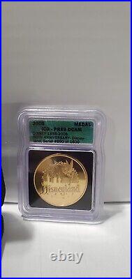 Graded Disneyland 50th Anniversary 24k Gold Overlay Medallion #0890