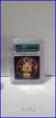 Graded Disneyland 50th Anniversary 24k Gold Overlay Medallion #0890