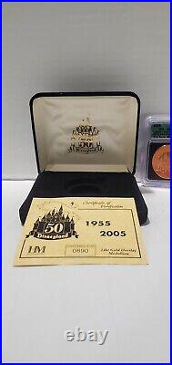 Graded Disneyland 50th Anniversary 24k Gold Overlay Medallion #0890