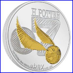 HARRY POTTER Classic Golden Snitch 1oz Pure Silver Coin NZ Mint