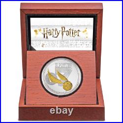 HARRY POTTER Classic Golden Snitch 1oz Pure Silver Coin NZ Mint