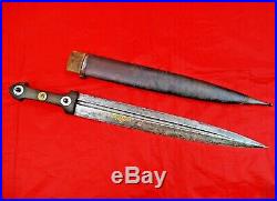 HUGE ANTIQUE DAGGER RUSSIAN CAUCASIAN GOLD DECORATED KINDJAL SWORD silver coins