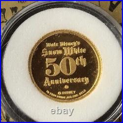Happy! 1987 1/10th Oz Ounce 999 Disney Snow? White 50th Anniversary Gold