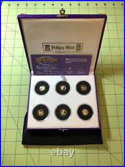 Harry Potter Coins 6-24ct GOLD PROOF 2002 Pobjoy Mint Isle of Man UK purple case