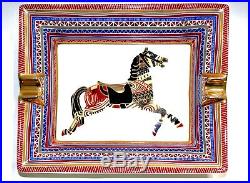 Hermes Paris Cheval DApparat Horse Porcelain Ashtray Coin Tray Gold Trim HHH 3H