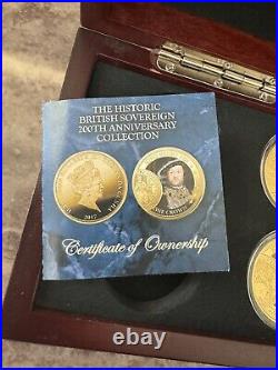 Historic British Sovereign 200th Anniversary 6 Coin Set Queen Elizabeth 24k RARE