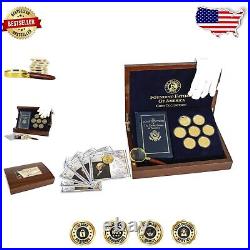 Historical Founding Fathers Coin Collection with 24K Gold Finish and Accessories