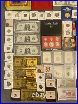 Huge Estate Lot, Silver+gold Coins, Uncut Bills, Many Collectibles, Worth $1000+++++