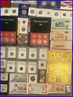 Huge Estate Lot, Silver+gold Coins, Uncut Bills, Many Collectibles, Worth $1000+++++