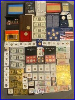 Huge Estate Lot, Silver+gold Coins, Uncut Bills, Many Collectibles, Worth $1000+++++