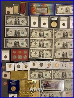 Huge Estate Lot, Silver+gold Coins, Uncut Bills, Many Collectibles, Worth $1100+++++