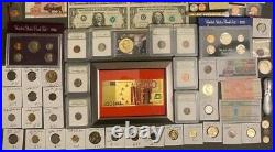 Huge Estate Lot, Silver+gold Coins, Uncut Bills, Many Collectibles, Worth $1400+#125