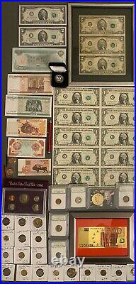 Huge Estate Lot, Silver+gold Coins, Uncut Bills, Many Collectibles, Worth $1400+#125