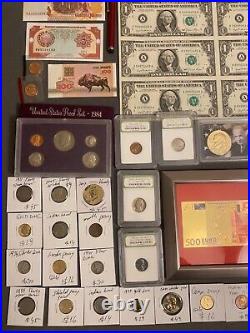 Huge Estate Lot, Silver+gold Coins, Uncut Bills, Many Collectibles, Worth $1400+#125