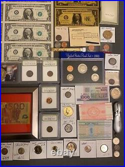 Huge Estate Lot, Silver+gold Coins, Uncut Bills, Many Collectibles, Worth $1400+#125