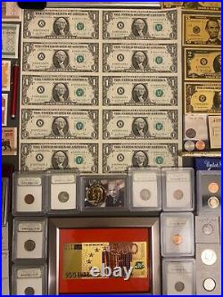 Huge Estate Lot, Silver+gold Coins, Uncut Bills, Many Collectibles, Worth $1400+#125