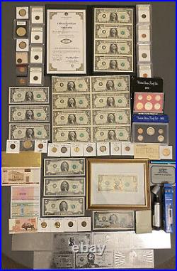 Huge Estate Lot -silver+gold Coins, Uncut Bills, Many Collectibles, Worth $900, 116