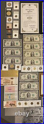 Huge Estate Lot -silver+gold Coins, Uncut Bills, Many Collectibles, Worth $900, 116