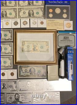 Huge Estate Lot -silver+gold Coins, Uncut Bills, Many Collectibles, Worth $900, 116