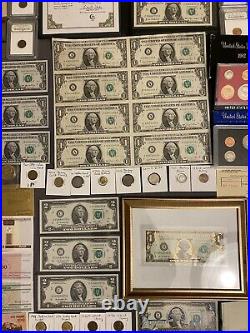 Huge Estate Lot -silver+gold Coins, Uncut Bills, Many Collectibles, Worth $900, 116