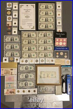 Huge Estate Lot -silver+gold Coins, Uncut Bills, Many Collectibles, Worth $900, 116