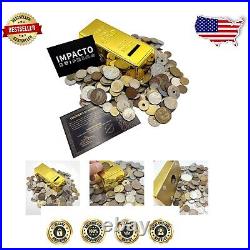 Impressive 2 lb. Coin Collection with Ancient Currency & Stylish Storage Ingot