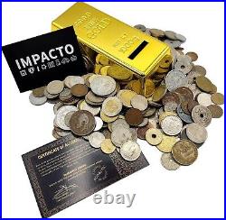 Impressive 2 lb. Coin Collection with Ancient Currency & Stylish Storage Ingot