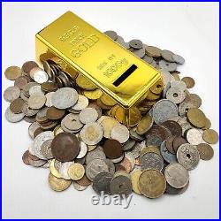 Impressive 2 lb. Coin Collection with Ancient Currency & Stylish Storage Ingot