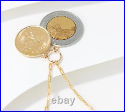 Italian Gold 14K Gold Double Coin Necklace. 18