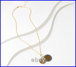 Italian Gold 14K Gold Double Coin Necklace. 18