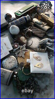 JUNK DRAWER. STERLING. 10k gold sil. Coins Dunhill. Antiques